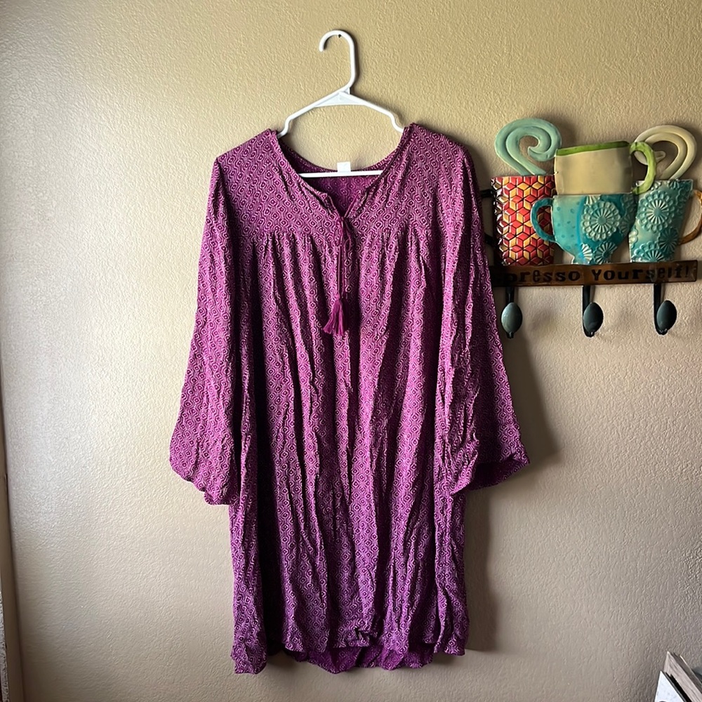 Long top dress with tassel closure at neck L